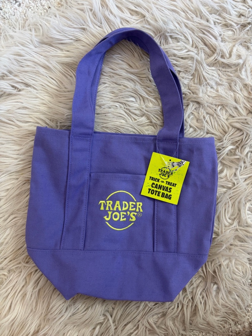 NWT Trader Joe’s Trick or Treat Purple Green Mini Halloween Tote Bag